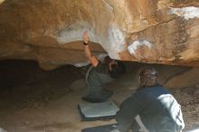 Bouldering in Hueco Tanks on 01/19/2020 with Blue Lizard Climbing and Yoga

Filename: SRM_20200119_1251180.jpg
Aperture: f/3.2
Shutter Speed: 1/250
Body: Canon EOS-1D Mark II
Lens: Canon EF 50mm f/1.8 II