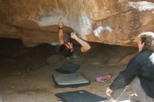 Bouldering in Hueco Tanks on 01/19/2020 with Blue Lizard Climbing and Yoga

Filename: SRM_20200119_1251240.jpg
Aperture: f/3.5
Shutter Speed: 1/250
Body: Canon EOS-1D Mark II
Lens: Canon EF 50mm f/1.8 II