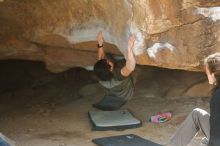 Bouldering in Hueco Tanks on 01/19/2020 with Blue Lizard Climbing and Yoga

Filename: SRM_20200119_1251251.jpg
Aperture: f/3.2
Shutter Speed: 1/250
Body: Canon EOS-1D Mark II
Lens: Canon EF 50mm f/1.8 II