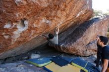 Bouldering in Hueco Tanks on 01/19/2020 with Blue Lizard Climbing and Yoga

Filename: SRM_20200119_1305340.jpg
Aperture: f/5.0
Shutter Speed: 1/320
Body: Canon EOS-1D Mark II
Lens: Canon EF 16-35mm f/2.8 L