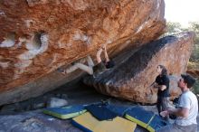 Bouldering in Hueco Tanks on 01/19/2020 with Blue Lizard Climbing and Yoga

Filename: SRM_20200119_1307310.jpg
Aperture: f/5.0
Shutter Speed: 1/320
Body: Canon EOS-1D Mark II
Lens: Canon EF 16-35mm f/2.8 L