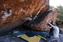 Bouldering in Hueco Tanks on 01/19/2020 with Blue Lizard Climbing and Yoga

Filename: SRM_20200119_1307340.jpg
Aperture: f/6.3
Shutter Speed: 1/320
Body: Canon EOS-1D Mark II
Lens: Canon EF 16-35mm f/2.8 L