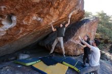 Bouldering in Hueco Tanks on 01/19/2020 with Blue Lizard Climbing and Yoga

Filename: SRM_20200119_1307352.jpg
Aperture: f/5.6
Shutter Speed: 1/320
Body: Canon EOS-1D Mark II
Lens: Canon EF 16-35mm f/2.8 L