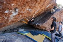 Bouldering in Hueco Tanks on 01/19/2020 with Blue Lizard Climbing and Yoga

Filename: SRM_20200119_1308540.jpg
Aperture: f/5.0
Shutter Speed: 1/320
Body: Canon EOS-1D Mark II
Lens: Canon EF 16-35mm f/2.8 L