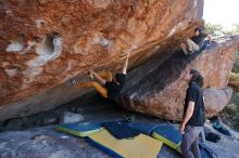 Bouldering in Hueco Tanks on 01/19/2020 with Blue Lizard Climbing and Yoga

Filename: SRM_20200119_1309040.jpg
Aperture: f/5.0
Shutter Speed: 1/320
Body: Canon EOS-1D Mark II
Lens: Canon EF 16-35mm f/2.8 L