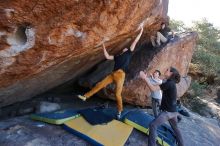 Bouldering in Hueco Tanks on 01/19/2020 with Blue Lizard Climbing and Yoga

Filename: SRM_20200119_1309091.jpg
Aperture: f/5.6
Shutter Speed: 1/320
Body: Canon EOS-1D Mark II
Lens: Canon EF 16-35mm f/2.8 L