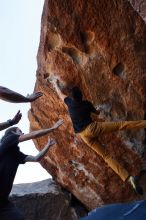 Bouldering in Hueco Tanks on 01/19/2020 with Blue Lizard Climbing and Yoga

Filename: SRM_20200119_1327160.jpg
Aperture: f/5.6
Shutter Speed: 1/320
Body: Canon EOS-1D Mark II
Lens: Canon EF 16-35mm f/2.8 L