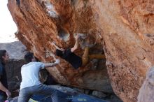 Bouldering in Hueco Tanks on 01/19/2020 with Blue Lizard Climbing and Yoga

Filename: SRM_20200119_1335330.jpg
Aperture: f/6.3
Shutter Speed: 1/320
Body: Canon EOS-1D Mark II
Lens: Canon EF 16-35mm f/2.8 L