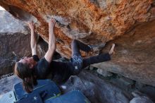 Bouldering in Hueco Tanks on 01/19/2020 with Blue Lizard Climbing and Yoga

Filename: SRM_20200119_1338100.jpg
Aperture: f/5.0
Shutter Speed: 1/320
Body: Canon EOS-1D Mark II
Lens: Canon EF 16-35mm f/2.8 L