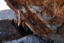 Bouldering in Hueco Tanks on 01/19/2020 with Blue Lizard Climbing and Yoga

Filename: SRM_20200119_1342230.jpg
Aperture: f/6.3
Shutter Speed: 1/320
Body: Canon EOS-1D Mark II
Lens: Canon EF 16-35mm f/2.8 L