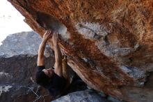 Bouldering in Hueco Tanks on 01/19/2020 with Blue Lizard Climbing and Yoga

Filename: SRM_20200119_1342240.jpg
Aperture: f/5.6
Shutter Speed: 1/320
Body: Canon EOS-1D Mark II
Lens: Canon EF 16-35mm f/2.8 L