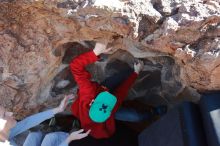 Bouldering in Hueco Tanks on 01/19/2020 with Blue Lizard Climbing and Yoga

Filename: SRM_20200119_1455360.jpg
Aperture: f/5.6
Shutter Speed: 1/320
Body: Canon EOS-1D Mark II
Lens: Canon EF 16-35mm f/2.8 L