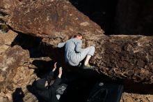 Bouldering in Hueco Tanks on 01/19/2020 with Blue Lizard Climbing and Yoga

Filename: SRM_20200119_1501150.jpg
Aperture: f/10.0
Shutter Speed: 1/320
Body: Canon EOS-1D Mark II
Lens: Canon EF 16-35mm f/2.8 L