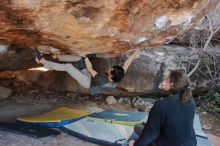 Bouldering in Hueco Tanks on 01/19/2020 with Blue Lizard Climbing and Yoga

Filename: SRM_20200119_1502160.jpg
Aperture: f/5.0
Shutter Speed: 1/320
Body: Canon EOS-1D Mark II
Lens: Canon EF 16-35mm f/2.8 L