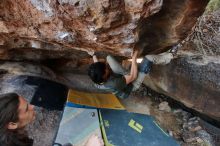 Bouldering in Hueco Tanks on 01/19/2020 with Blue Lizard Climbing and Yoga

Filename: SRM_20200119_1502230.jpg
Aperture: f/5.0
Shutter Speed: 1/320
Body: Canon EOS-1D Mark II
Lens: Canon EF 16-35mm f/2.8 L