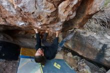 Bouldering in Hueco Tanks on 01/19/2020 with Blue Lizard Climbing and Yoga

Filename: SRM_20200119_1503260.jpg
Aperture: f/4.5
Shutter Speed: 1/320
Body: Canon EOS-1D Mark II
Lens: Canon EF 16-35mm f/2.8 L