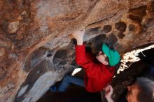 Bouldering in Hueco Tanks on 01/19/2020 with Blue Lizard Climbing and Yoga

Filename: SRM_20200119_1511400.jpg
Aperture: f/5.0
Shutter Speed: 1/320
Body: Canon EOS-1D Mark II
Lens: Canon EF 16-35mm f/2.8 L