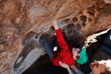 Bouldering in Hueco Tanks on 01/19/2020 with Blue Lizard Climbing and Yoga

Filename: SRM_20200119_1511440.jpg
Aperture: f/5.6
Shutter Speed: 1/320
Body: Canon EOS-1D Mark II
Lens: Canon EF 16-35mm f/2.8 L