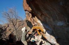 Bouldering in Hueco Tanks on 01/19/2020 with Blue Lizard Climbing and Yoga

Filename: SRM_20200119_1603031.jpg
Aperture: f/8.0
Shutter Speed: 1/640
Body: Canon EOS-1D Mark II
Lens: Canon EF 16-35mm f/2.8 L