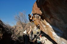 Bouldering in Hueco Tanks on 01/19/2020 with Blue Lizard Climbing and Yoga

Filename: SRM_20200119_1603300.jpg
Aperture: f/8.0
Shutter Speed: 1/640
Body: Canon EOS-1D Mark II
Lens: Canon EF 16-35mm f/2.8 L