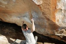 Bouldering in Hueco Tanks on 01/19/2020 with Blue Lizard Climbing and Yoga

Filename: SRM_20200119_1629140.jpg
Aperture: f/8.0
Shutter Speed: 1/250
Body: Canon EOS-1D Mark II
Lens: Canon EF 16-35mm f/2.8 L