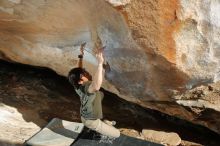 Bouldering in Hueco Tanks on 01/19/2020 with Blue Lizard Climbing and Yoga

Filename: SRM_20200119_1630270.jpg
Aperture: f/8.0
Shutter Speed: 1/250
Body: Canon EOS-1D Mark II
Lens: Canon EF 16-35mm f/2.8 L