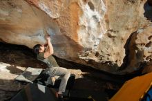 Bouldering in Hueco Tanks on 01/19/2020 with Blue Lizard Climbing and Yoga

Filename: SRM_20200119_1630310.jpg
Aperture: f/8.0
Shutter Speed: 1/250
Body: Canon EOS-1D Mark II
Lens: Canon EF 16-35mm f/2.8 L