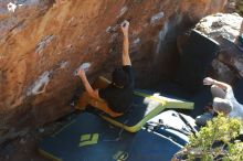 Bouldering in Hueco Tanks on 01/19/2020 with Blue Lizard Climbing and Yoga

Filename: SRM_20200119_1717280.jpg
Aperture: f/4.0
Shutter Speed: 1/320
Body: Canon EOS-1D Mark II
Lens: Canon EF 50mm f/1.8 II