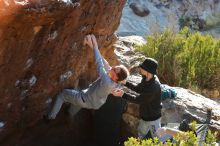 Bouldering in Hueco Tanks on 01/19/2020 with Blue Lizard Climbing and Yoga

Filename: SRM_20200119_1721130.jpg
Aperture: f/5.0
Shutter Speed: 1/320
Body: Canon EOS-1D Mark II
Lens: Canon EF 50mm f/1.8 II