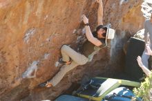 Bouldering in Hueco Tanks on 01/19/2020 with Blue Lizard Climbing and Yoga

Filename: SRM_20200119_1722140.jpg
Aperture: f/3.2
Shutter Speed: 1/320
Body: Canon EOS-1D Mark II
Lens: Canon EF 50mm f/1.8 II