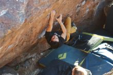 Bouldering in Hueco Tanks on 01/19/2020 with Blue Lizard Climbing and Yoga

Filename: SRM_20200119_1726280.jpg
Aperture: f/3.2
Shutter Speed: 1/320
Body: Canon EOS-1D Mark II
Lens: Canon EF 50mm f/1.8 II