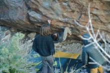 Bouldering in Hueco Tanks on 01/19/2020 with Blue Lizard Climbing and Yoga

Filename: SRM_20200119_1824010.jpg
Aperture: f/2.8
Shutter Speed: 1/250
Body: Canon EOS-1D Mark II
Lens: Canon EF 50mm f/1.8 II