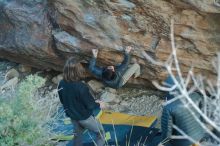 Bouldering in Hueco Tanks on 01/19/2020 with Blue Lizard Climbing and Yoga

Filename: SRM_20200119_1824040.jpg
Aperture: f/2.8
Shutter Speed: 1/250
Body: Canon EOS-1D Mark II
Lens: Canon EF 50mm f/1.8 II