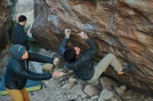 Bouldering in Hueco Tanks on 01/19/2020 with Blue Lizard Climbing and Yoga

Filename: SRM_20200119_1830121.jpg
Aperture: f/2.8
Shutter Speed: 1/250
Body: Canon EOS-1D Mark II
Lens: Canon EF 50mm f/1.8 II