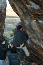 Bouldering in Hueco Tanks on 01/19/2020 with Blue Lizard Climbing and Yoga

Filename: SRM_20200119_1831570.jpg
Aperture: f/3.2
Shutter Speed: 1/250
Body: Canon EOS-1D Mark II
Lens: Canon EF 50mm f/1.8 II