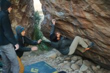 Bouldering in Hueco Tanks on 01/19/2020 with Blue Lizard Climbing and Yoga

Filename: SRM_20200119_1832250.jpg
Aperture: f/2.8
Shutter Speed: 1/250
Body: Canon EOS-1D Mark II
Lens: Canon EF 50mm f/1.8 II