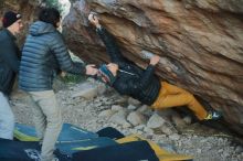 Bouldering in Hueco Tanks on 01/19/2020 with Blue Lizard Climbing and Yoga

Filename: SRM_20200119_1834300.jpg
Aperture: f/2.2
Shutter Speed: 1/250
Body: Canon EOS-1D Mark II
Lens: Canon EF 50mm f/1.8 II