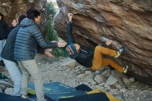 Bouldering in Hueco Tanks on 01/19/2020 with Blue Lizard Climbing and Yoga

Filename: SRM_20200119_1834350.jpg
Aperture: f/2.5
Shutter Speed: 1/250
Body: Canon EOS-1D Mark II
Lens: Canon EF 50mm f/1.8 II