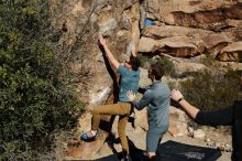 Bouldering in Hueco Tanks on 01/26/2020 with Blue Lizard Climbing and Yoga

Filename: SRM_20200126_1056400.jpg
Aperture: f/9.0
Shutter Speed: 1/400
Body: Canon EOS-1D Mark II
Lens: Canon EF 16-35mm f/2.8 L