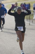 Venus Dever, 1:40:07, dancing across the finish at Decker Challenge 20K 2006 road race.

Filename: SRM_20061203_0944107.jpg
Aperture: f/4.0
Shutter Speed: 1/800
Body: Canon EOS-1D Mark II
Lens: Canon EF 80-200mm f/2.8 L