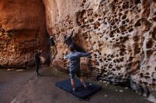 Bouldering in Hueco Tanks on 01/26/2020 with Blue Lizard Climbing and Yoga

Filename: SRM_20200126_1225580.jpg
Aperture: f/3.5
Shutter Speed: 1/125
Body: Canon EOS-1D Mark II
Lens: Canon EF 16-35mm f/2.8 L