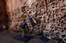 Bouldering in Hueco Tanks on 01/26/2020 with Blue Lizard Climbing and Yoga

Filename: SRM_20200126_1231200.jpg
Aperture: f/3.5
Shutter Speed: 1/125
Body: Canon EOS-1D Mark II
Lens: Canon EF 16-35mm f/2.8 L