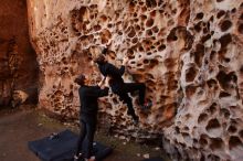 Bouldering in Hueco Tanks on 01/26/2020 with Blue Lizard Climbing and Yoga

Filename: SRM_20200126_1244580.jpg
Aperture: f/3.2
Shutter Speed: 1/125
Body: Canon EOS-1D Mark II
Lens: Canon EF 16-35mm f/2.8 L