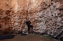 Bouldering in Hueco Tanks on 01/26/2020 with Blue Lizard Climbing and Yoga

Filename: SRM_20200126_1250410.jpg
Aperture: f/3.5
Shutter Speed: 1/125
Body: Canon EOS-1D Mark II
Lens: Canon EF 16-35mm f/2.8 L