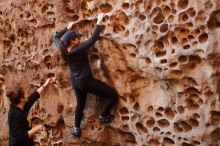 Bouldering in Hueco Tanks on 01/26/2020 with Blue Lizard Climbing and Yoga

Filename: SRM_20200126_1300240.jpg
Aperture: f/3.2
Shutter Speed: 1/125
Body: Canon EOS-1D Mark II
Lens: Canon EF 50mm f/1.8 II