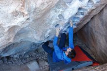 Bouldering in Hueco Tanks on 01/27/2020 with Blue Lizard Climbing and Yoga

Filename: SRM_20200127_1050440.jpg
Aperture: f/3.2
Shutter Speed: 1/250
Body: Canon EOS-1D Mark II
Lens: Canon EF 16-35mm f/2.8 L