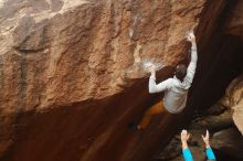 Bouldering in Hueco Tanks on 01/27/2020 with Blue Lizard Climbing and Yoga

Filename: SRM_20200127_1135540.jpg
Aperture: f/6.3
Shutter Speed: 1/320
Body: Canon EOS-1D Mark II
Lens: Canon EF 50mm f/1.8 II