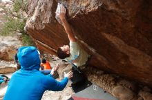 Bouldering in Hueco Tanks on 01/27/2020 with Blue Lizard Climbing and Yoga

Filename: SRM_20200127_1251230.jpg
Aperture: f/7.1
Shutter Speed: 1/250
Body: Canon EOS-1D Mark II
Lens: Canon EF 16-35mm f/2.8 L