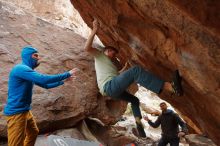 Bouldering in Hueco Tanks on 01/27/2020 with Blue Lizard Climbing and Yoga

Filename: SRM_20200127_1412030.jpg
Aperture: f/6.3
Shutter Speed: 1/250
Body: Canon EOS-1D Mark II
Lens: Canon EF 16-35mm f/2.8 L