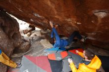 Bouldering in Hueco Tanks on 01/27/2020 with Blue Lizard Climbing and Yoga

Filename: SRM_20200127_1434150.jpg
Aperture: f/5.0
Shutter Speed: 1/250
Body: Canon EOS-1D Mark II
Lens: Canon EF 16-35mm f/2.8 L